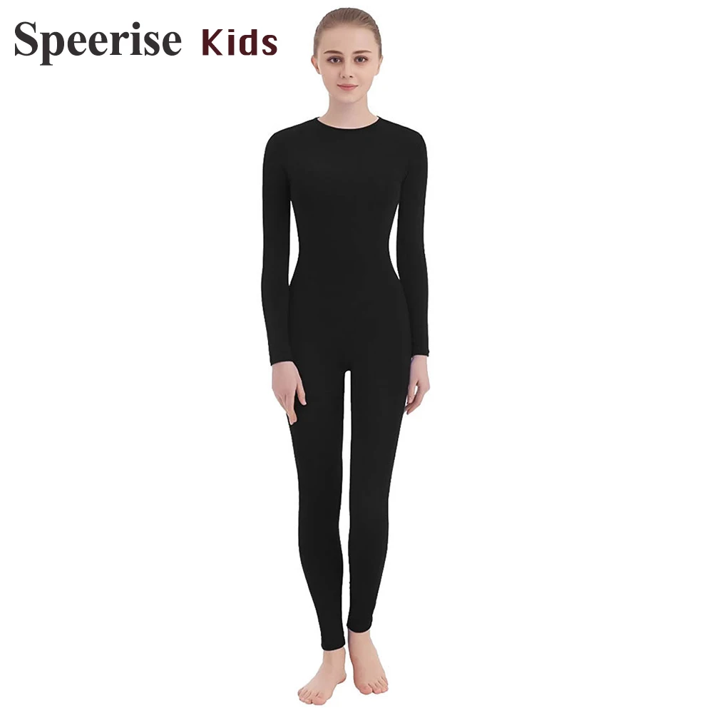 Girls Toddlers Gymnastics Unitard Spandex Long Sleeve Back Zipper Ballet Nylon One-piece Dance Suit Dancewear Dancing Jumpsuit