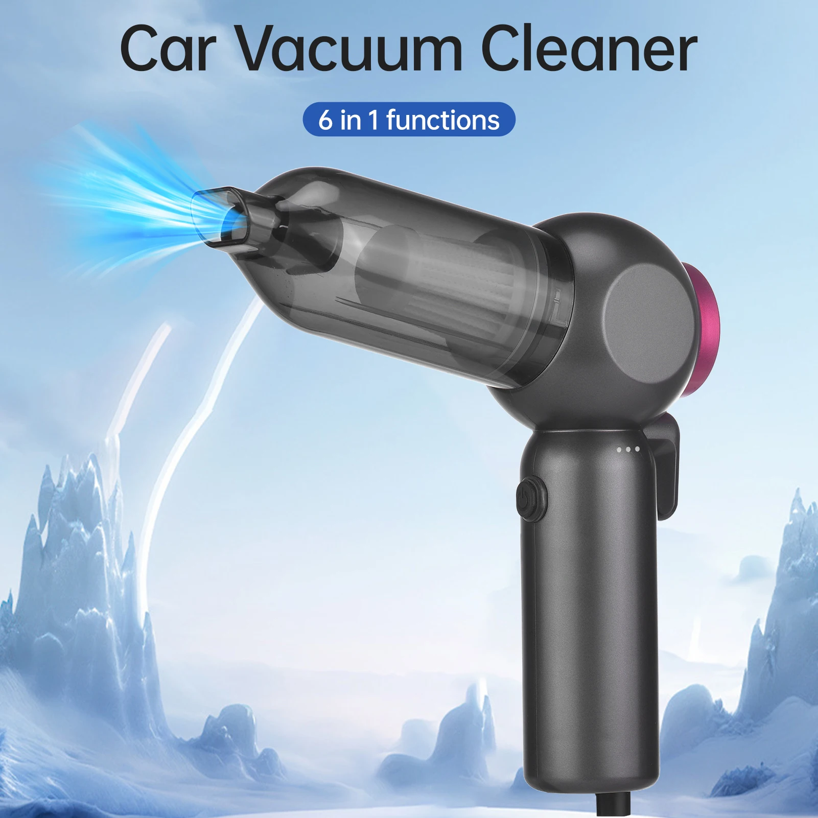 เครื่องดูดฝุ่นไร้สายแบบมือถือ 2in1 แรงดูดสูง สำหรับรถยนต์และบ้าน พกพาสะดวก 16000PA