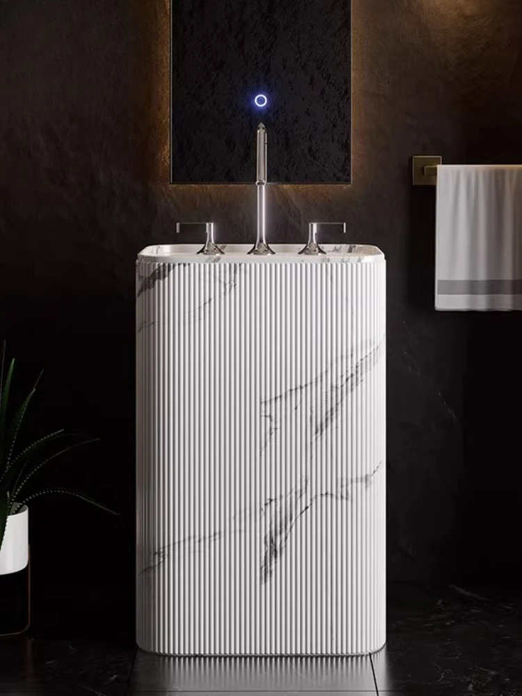 

Креативная художественная раковина для отелей B&B, интегрированная в колонну, мраморная раковина от пола до потолка.