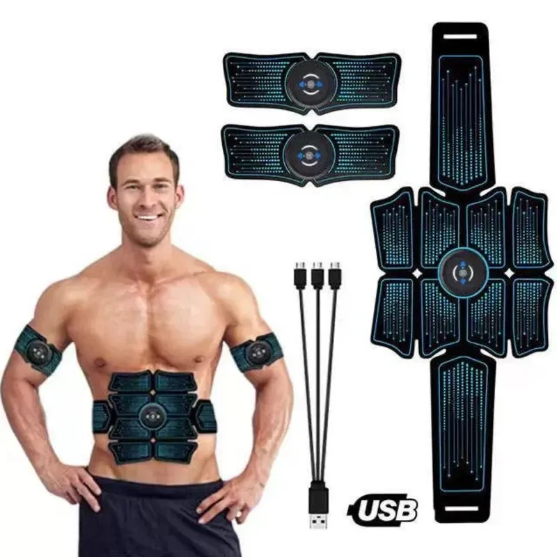 New Usb Charging Ems Abdominal Belt Electrical Stimulation Abs Muscle Trainer Hip Toner Home Gym Fitness Equipment Women Men