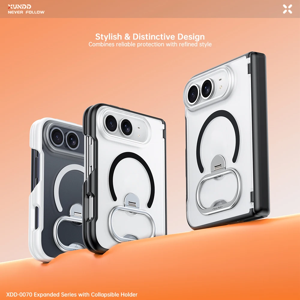 XUNDD Case For iPhone Duo 18 Ultra High Clear Magnetic MagSafe Wireless Charging Shockproof Folding Hinge Bumper Phone Cover