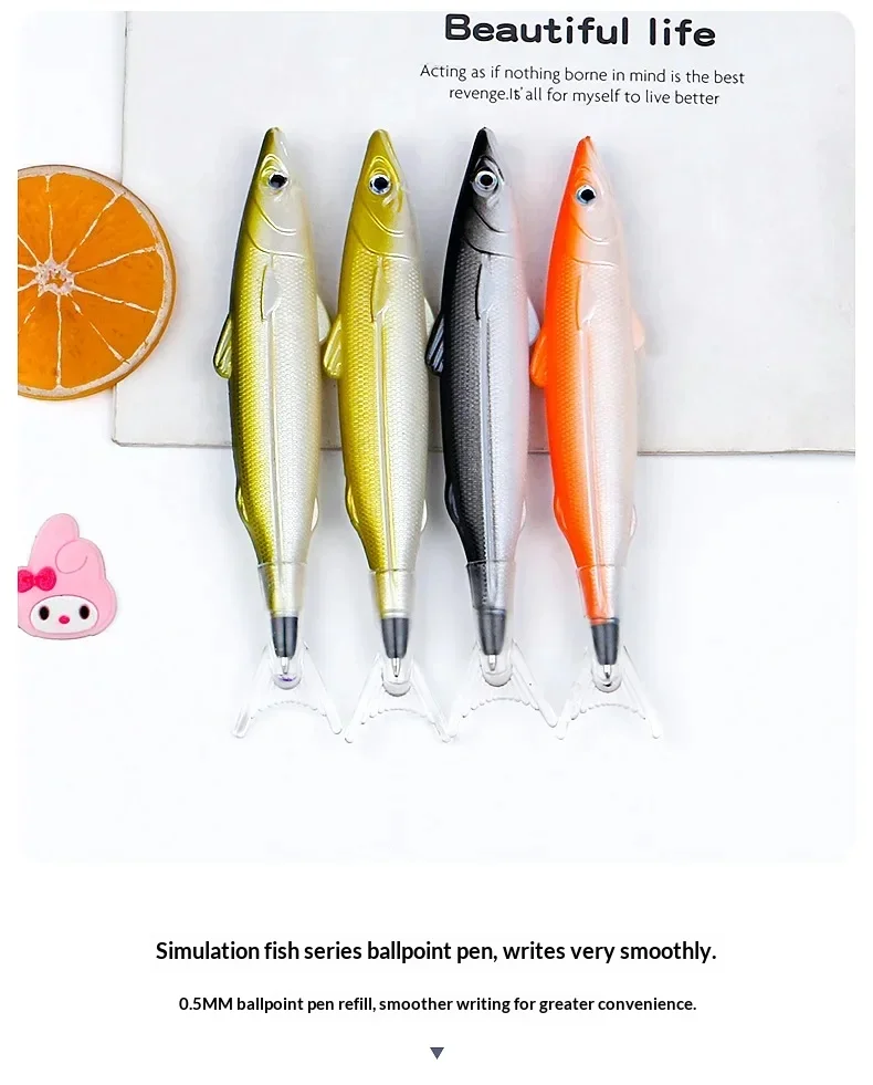 1/4PCS Novelty Cute Ocean Fish Ballpoint Pen,Simulation Sardine Black Gel Ink Pen,Creative Kawaii Student Office Gift Stationery