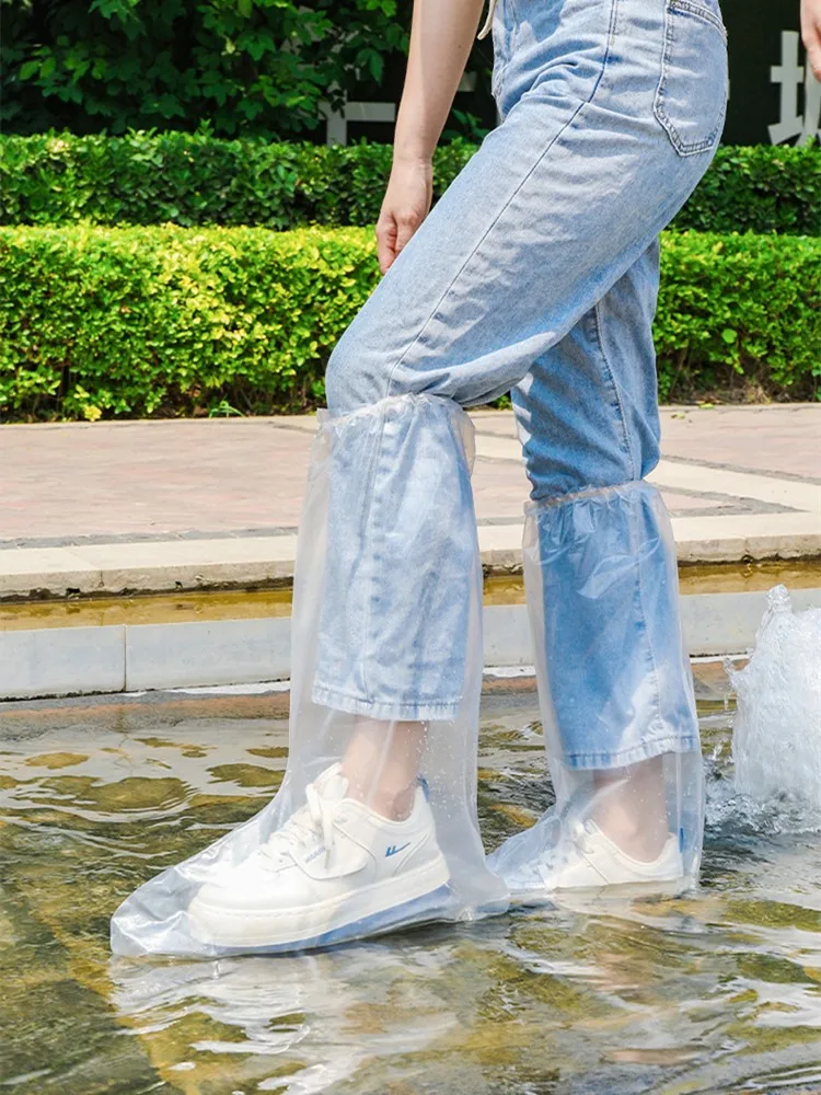 Couvre-chaussures jetables pour bottes de pluie, imperméable, antidérapant, en plastique Transparent, épais, pour l'extérieur, imperméable # 3536