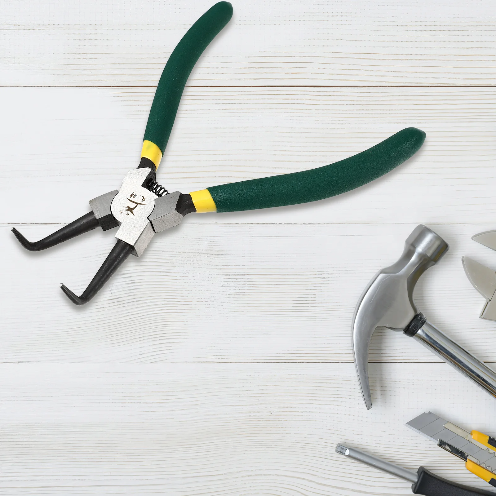 

4Pcs Heavy Duty Snap Ring Pliers Internal External Circlip Spring Loaded Design Straight Bent Jaw for Professional DIY Garage