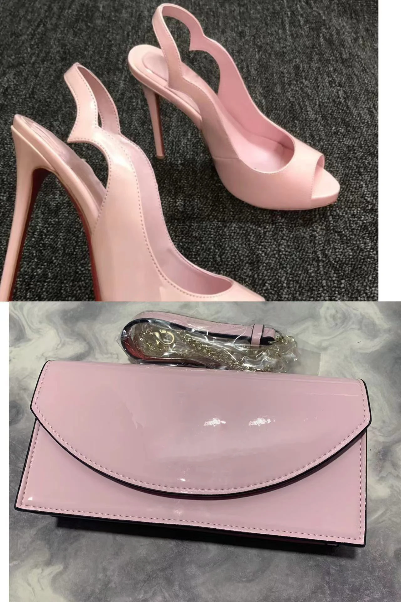 High Quality Woman Stiletto Heel Sandal Shoes with Bag Set Thin High Heel Sandals With Mini Hasp Bag for Female Lady Girl