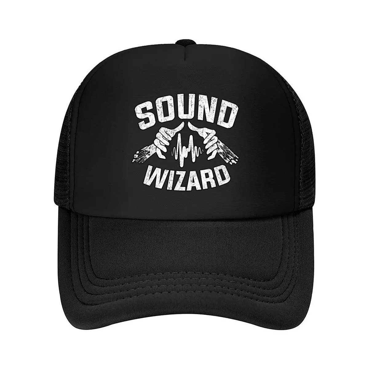 Sound Wizard Audio Waveform Hands Graphic Mesh Baseball Cap Hip Hop