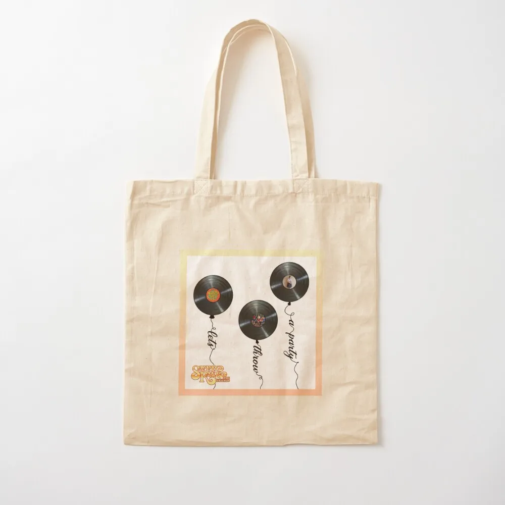 Sammy Rae & The Friends Lets Throw a Party Record Balloons Tote Bag supermarket folding bag eco pack Canvas Tote Bag