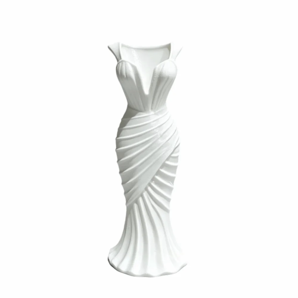 Gown-Shaped 3D Printed Flower Vases Flower Arrangement Minimalist-Style Elegant Dress Vase Twisted