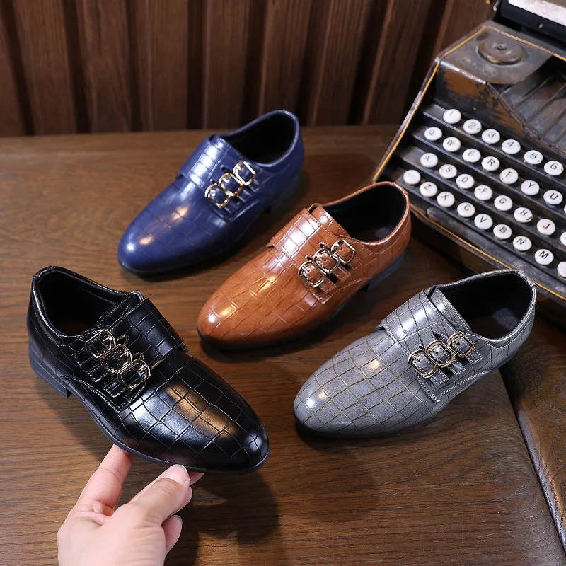 JGSHOWKITO Boys School Uniform Shoes Pointed-toe Kids Performance Formal Shoes Non-slip Low Heels Children Dress Leather Shoes