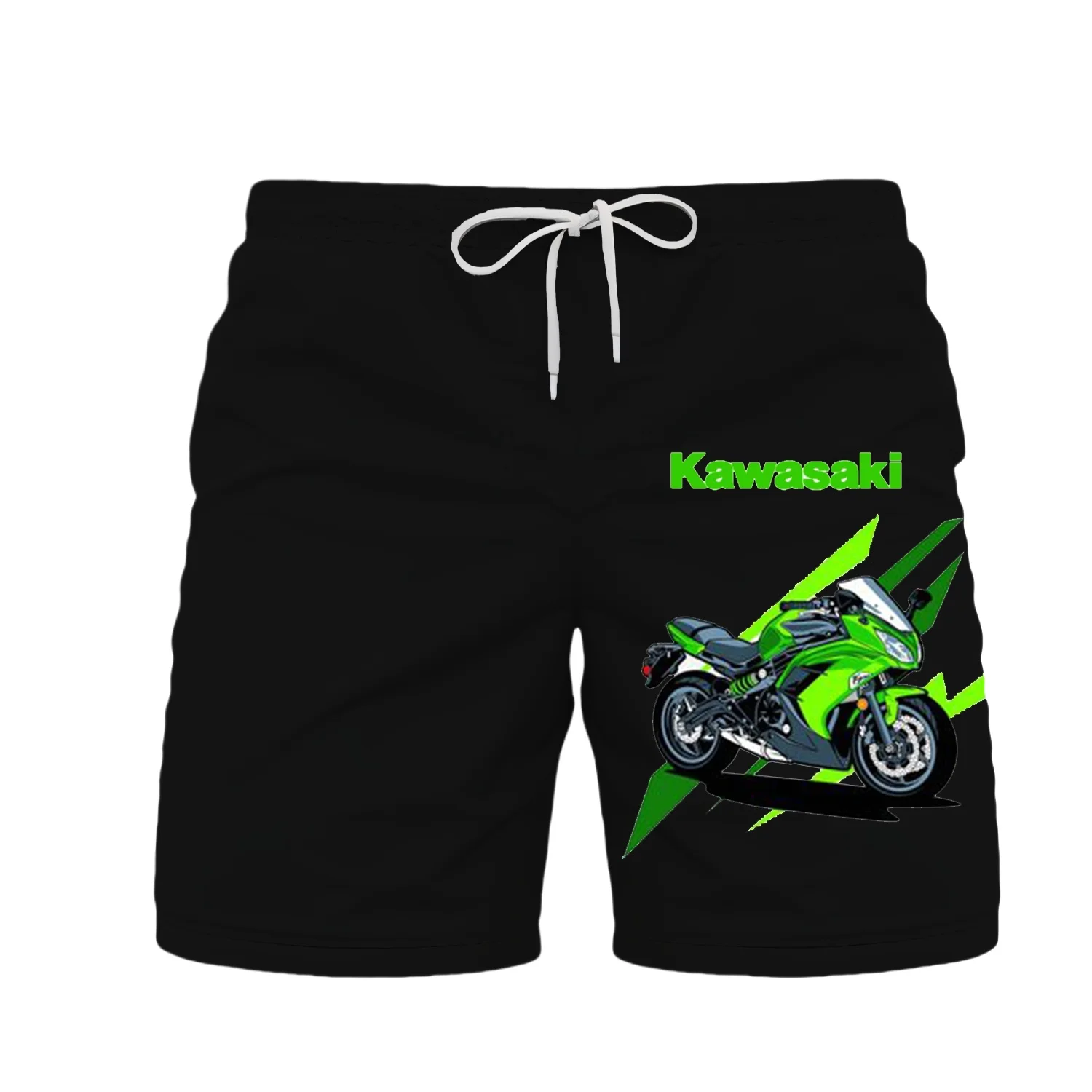 

Summer Men's and Women's Drawstring Shorts Kawasaki Motorcycle Printed Breathable Quick Drying Comfortable Outdoor Sports Shorts