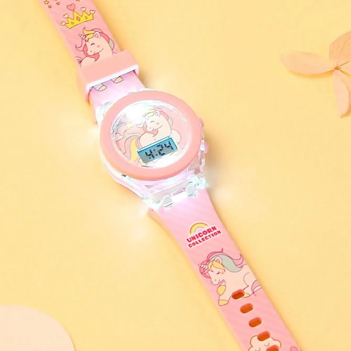 1pcs Unicorn Pink Silicone Electronic Watch +1pcs Unicorn Crystal Bracelet Set as a Gift for My DAUGHTER\'S GRADUATION Season