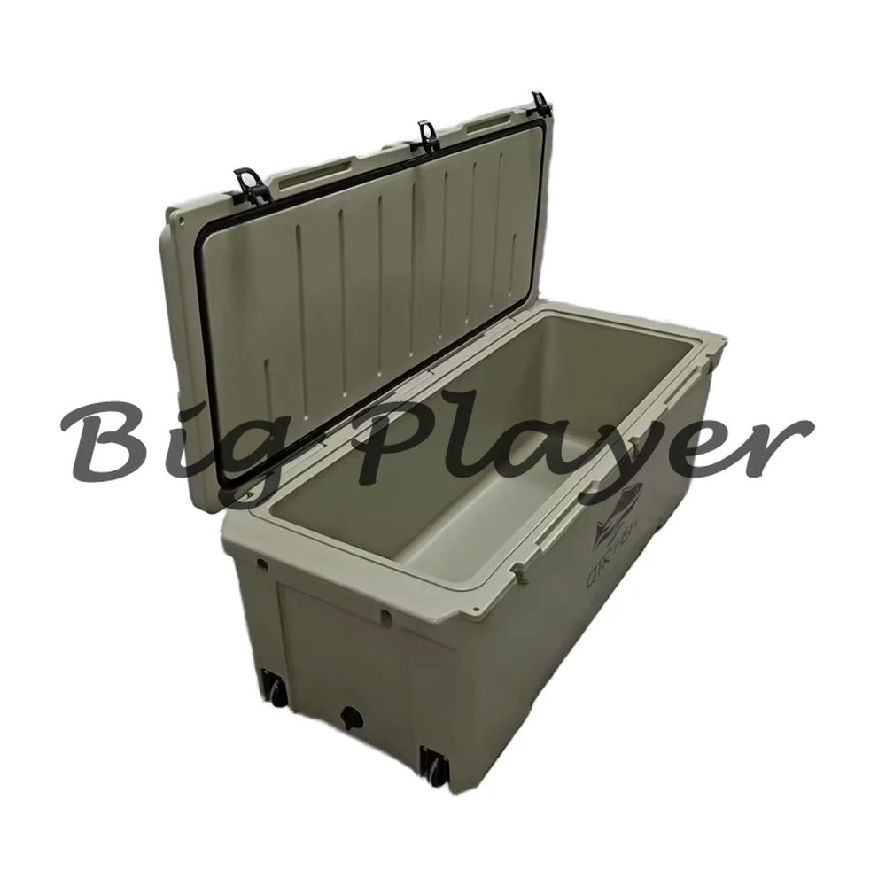 Portable Rotomolded Cooler Box - Durable Ice Cooler with Heavy Duty Handles for Kayak Fishing and RV Trip