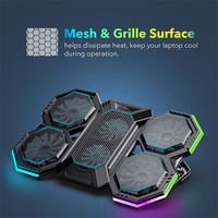 Laptop Cooler Cooling Pad 6 Fans Rgb Laptop Cooling Stand Cooler Radiator Base Notebook Holder with LED Phone Expansion Holder