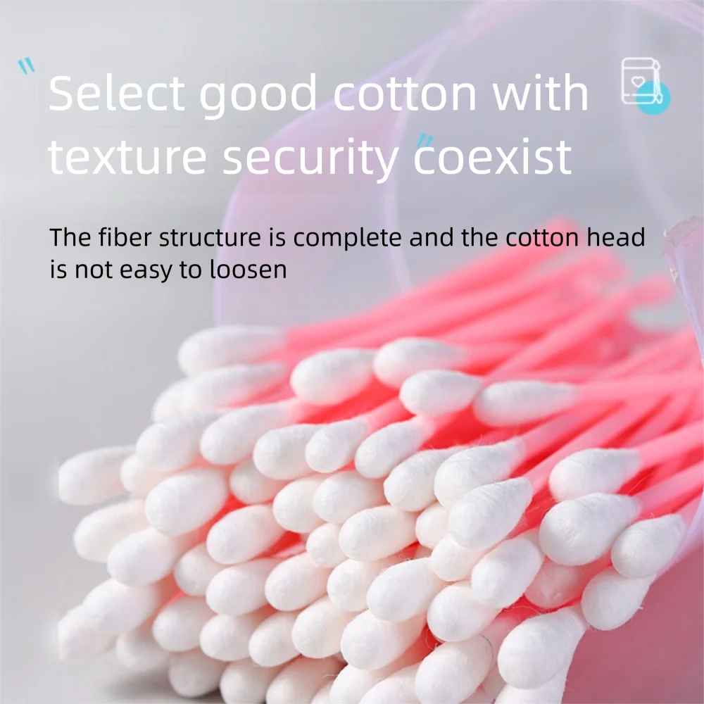 100Pcs High Quality Double-headed Ear Cleaner Plastic Disposable Cotton Swabs with Ear Spoons Soft Cleaning Cotton Bud Home