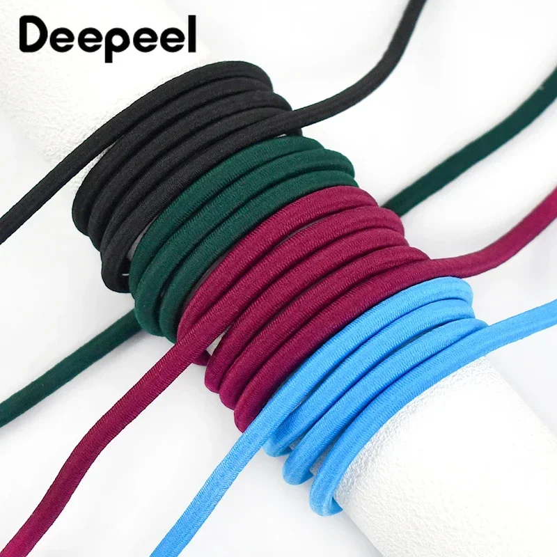 10Meters Deepeel 5mm Colorful Elastic Band Round Thin Stretch Rope for Backpack Clothes Bags Hat Garment Sewing DIY Accessories