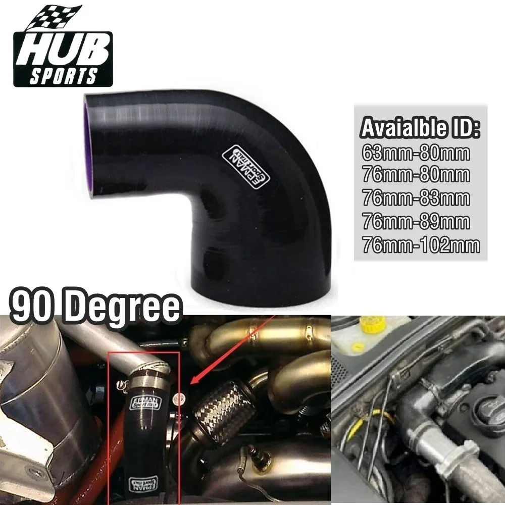 EPMAN Silicone reducer Hose Coupler Piping 90 Degree 4-Ply Black 63-80/76-80/76-83/76-89mm For  honda civic ek  HU-SS90R