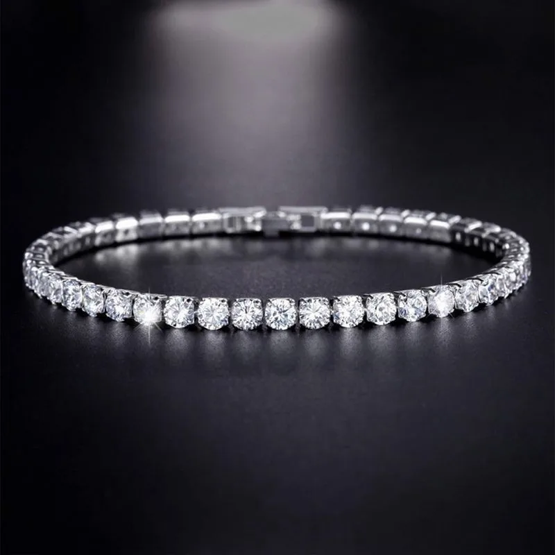 2mm D Color Moissanite Tennis Bracelets for Woman Man Sparkling Diamonds s925 Sterling Sliver Hip Hop Gemstone Bracelet Jewelry