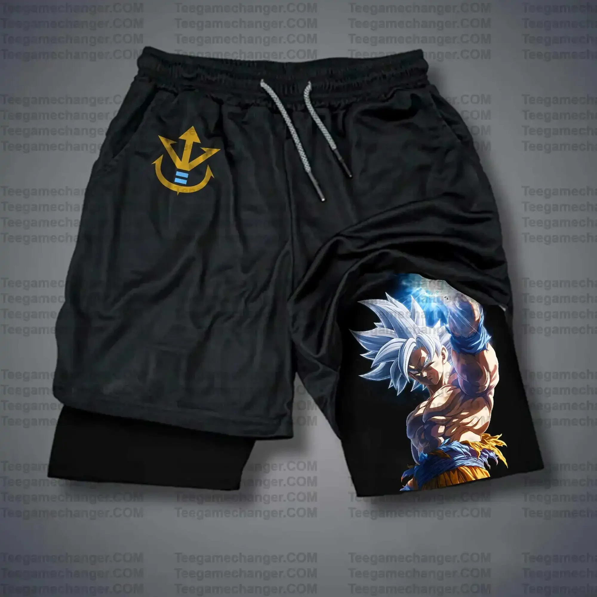 Teegamechanger Dragon Ball Z Goku Ultra Instinct Black Shorts الرجال القطن عادية الصيف الشارع الشهير موضة أنيمي الجرافيك طباعة