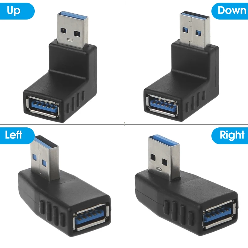 USB 3.0 Laptop Adapter Up Down Left Right 90 Degree Angled USB 3.0 A Female To male Adapter Connector For Laptop PC Accessories