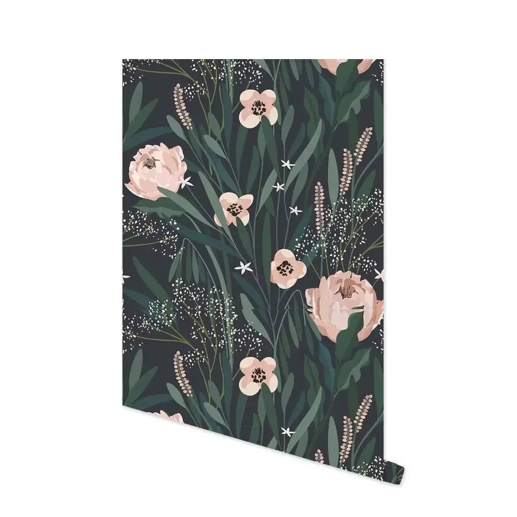 

Обои с цветочным рисунком, виниловые обои с розовым цветком, самоклеящиеся обои, съемная контактная бумага для шкафов для спальни, ящиков