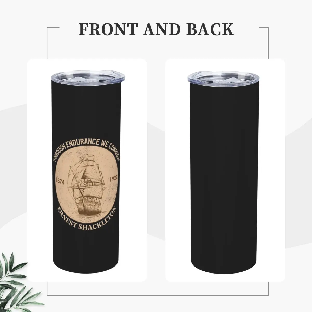 Sir Ernest Shackleton - Through Endurance We Conqu Stainless Steel Tumbler Vacuum Mugs Thermal Cold Bottle Straws With Lid 20oz