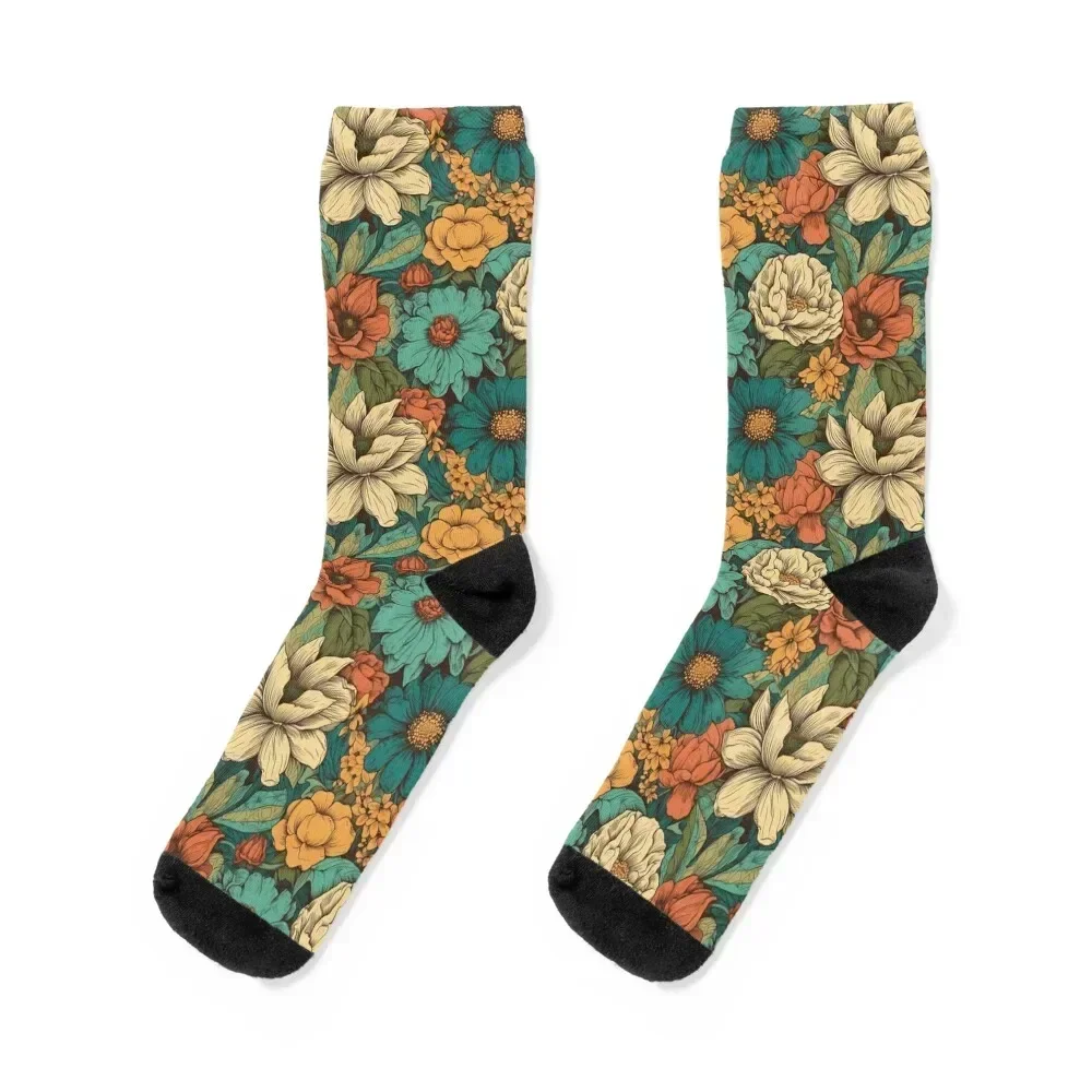 Vintage Floral Delight #3 Socks man designer cute Socks Female Men's