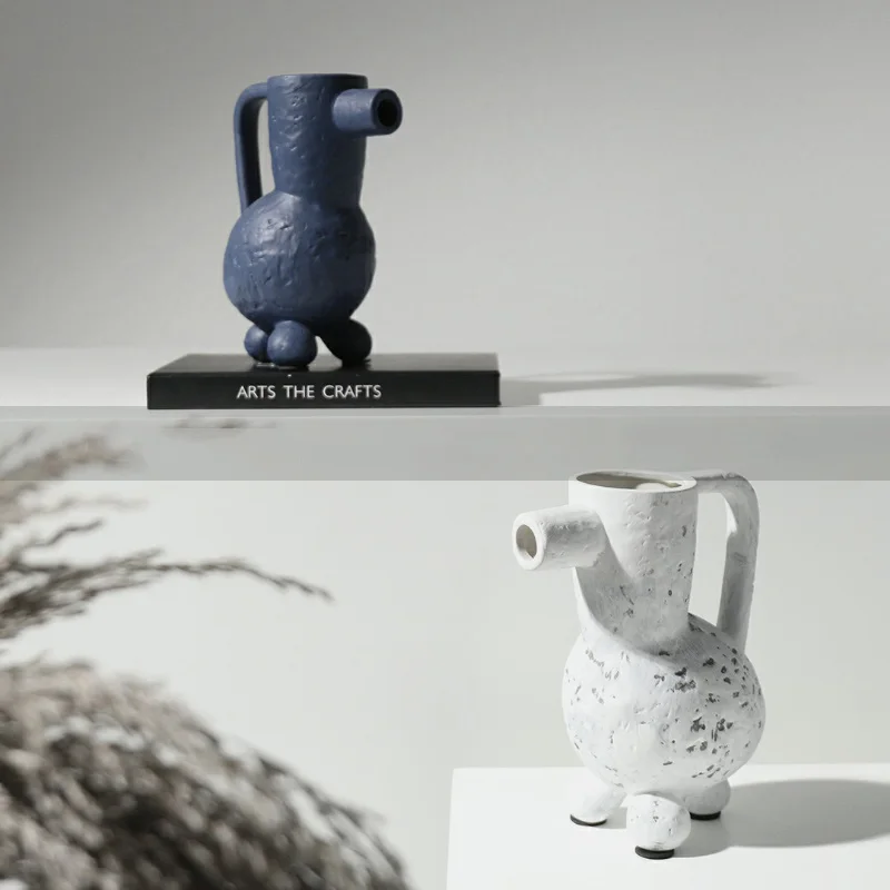 Современная мультяшная керамическая цветочная композиция с длинным ртом, модель комнаты, интерьер ресторана, мягкая сухая ваза, украшения, украшения