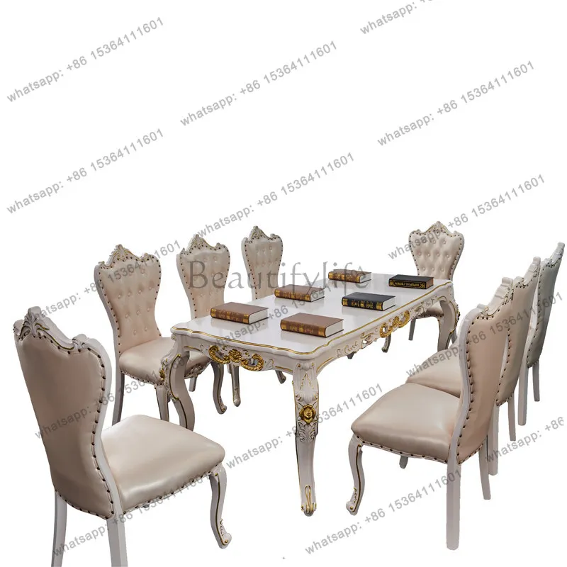 The new all-solid wood rectangular conference table is simple, fashionable, high-end and atmospheric