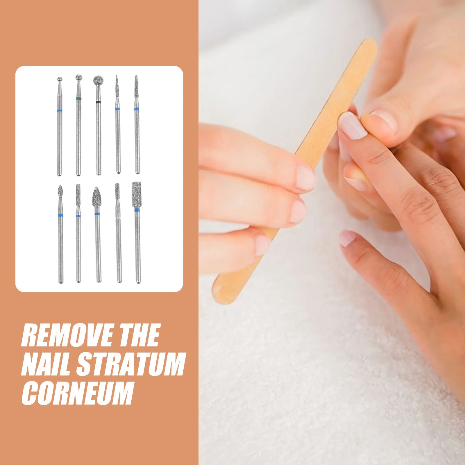 

10Pcs Manicure Nail Drill Bits Set Universal Cuticle Cleaner Grinding Head for Electric Nail Files Remove Acrylic Gel Polish DIY