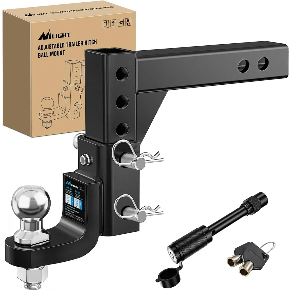 

8-Position Adjustable Trailer Hitch Ball Mount with 2-Inch Ball, Fits 2-Inch Receiver, 7500 lbs Capacity for Trailers and RVs