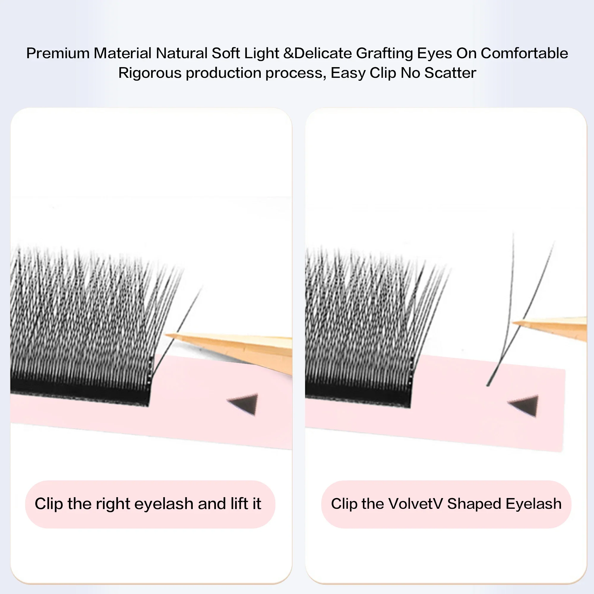 PRAECLARUS V Shape Lashes C/D/DD 8-14mm Individual Eyelash 0.07mm Natural Soft Light Eyelashes Extension Volvet V Shape Eye Lash