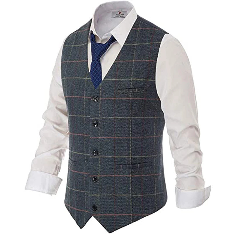 Men's Suit Vest V Neck Striped/Lattice Silm Fit For Formal Wedding Casual Men's Vest 2022 (No Tie)