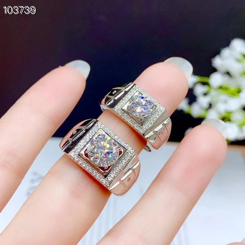 

Sparkling Moissanite Ring Men's Ring 925 Sterling Silver Birthday Gift Sparkling Better Than Diamond Luxury