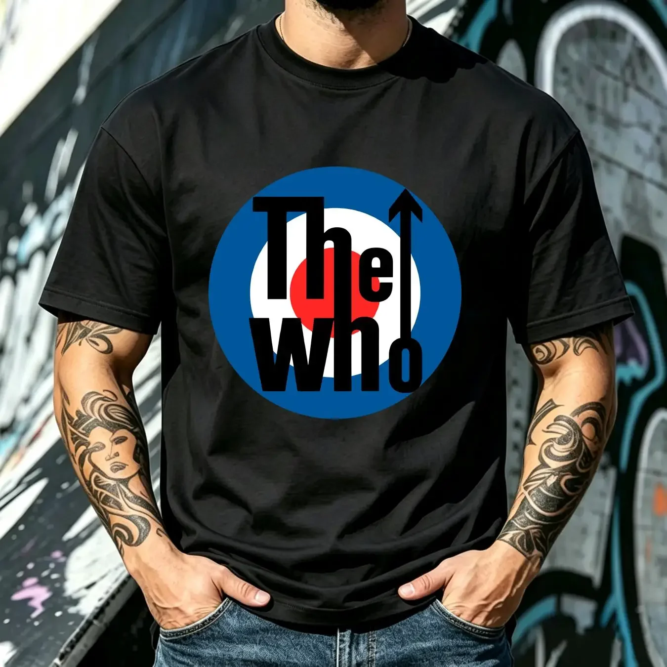 washed T Shirt The Who Target Classic vintage Washed homme Unisex Top For Everyday Wear Versatile streetwear fashion graphic