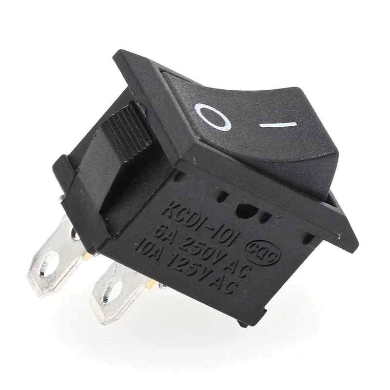 5/20/100PCS KCD1-101 6A 250V 10A 125V Rocker Switch 2 Pin Car Boat Switch ON/OFF Rocker Toggle Switch Black 15X21mm