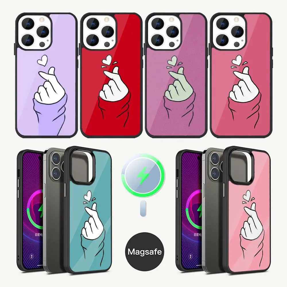 

Lovely Hand Heart Phone Case For iPhone 16,15,14,13,12,11,Plus,Pro,Max Mini Magsafe Magnetic Wireless Charging