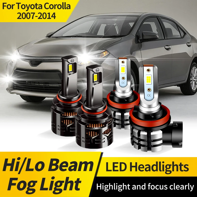 

2PCS Canbus 9005 HB3 LED 12V Headlight H8 H9 H11 Super Bright White Hi/Lo Beam Fog Lamp 9006 HB4 For Toyota Corolla 2007-2014