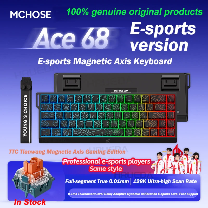 

MCHOSE Ace 60 Pro 68 Механическая клавиатура с магнитной осью по индивидуальному заказу с задержкой 0,01 мс RT0,01 мм, 128 К, оригинальная игровая клавиатура для киберспорта