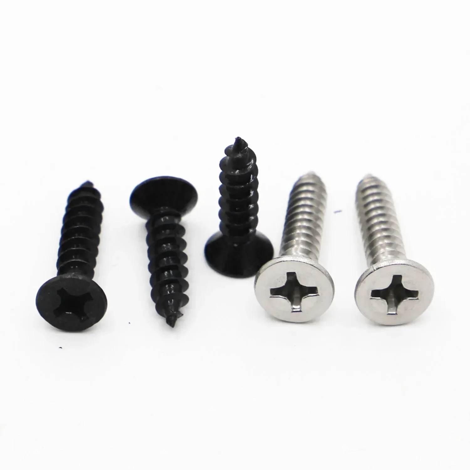 

304 Stainless Steel M1 M1.2 M1.4 M1.7 M2 M2.6 M3 M4 A2 Black Steel Phillips Countersunk Flat Head Mini Self-tapping Wood Screw