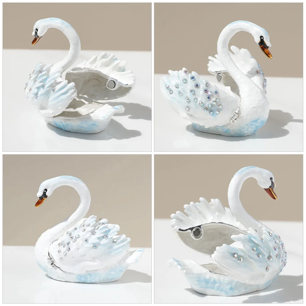 Drawer Organiser Jewelry Box Retro Decor Swan Shaped Ring Holder Wardrobe Storage