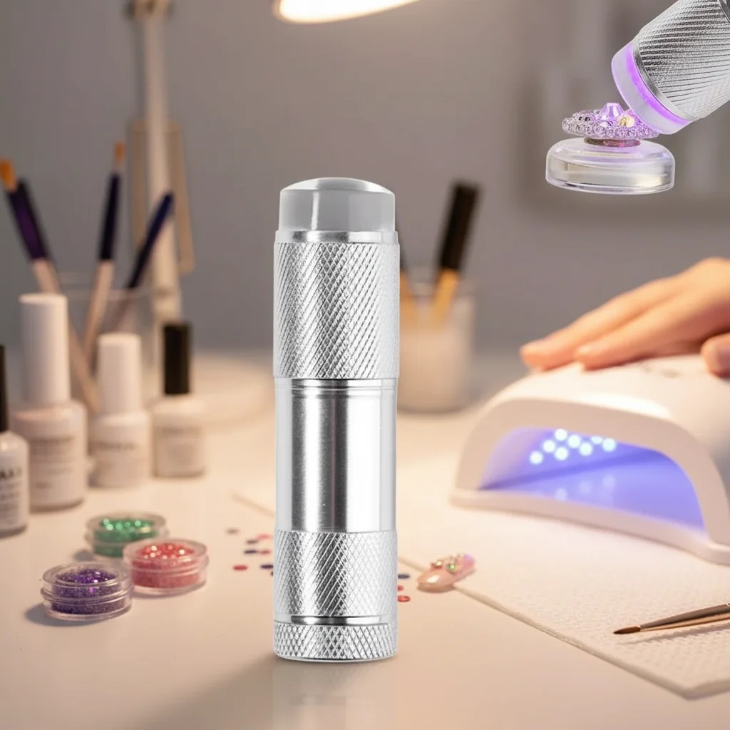 Mini luce portatile per pressa UV per nail art con testa per timbro in silicone gelatinoso, strumento ad asciugatura rapida