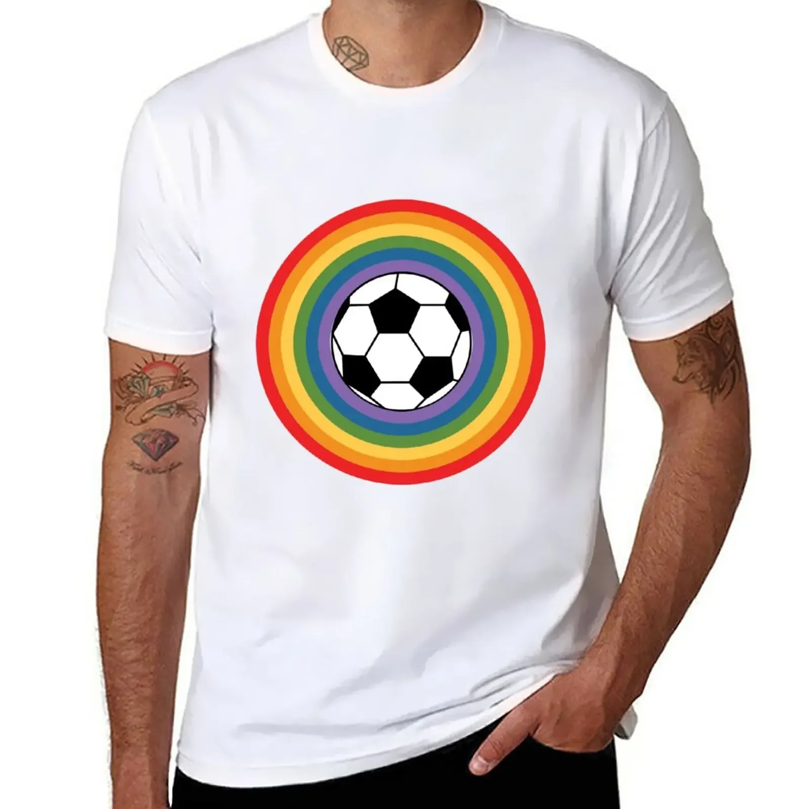 soccer ball and rainbow T-Shirt summer top summer clothes oversized t shirts for men