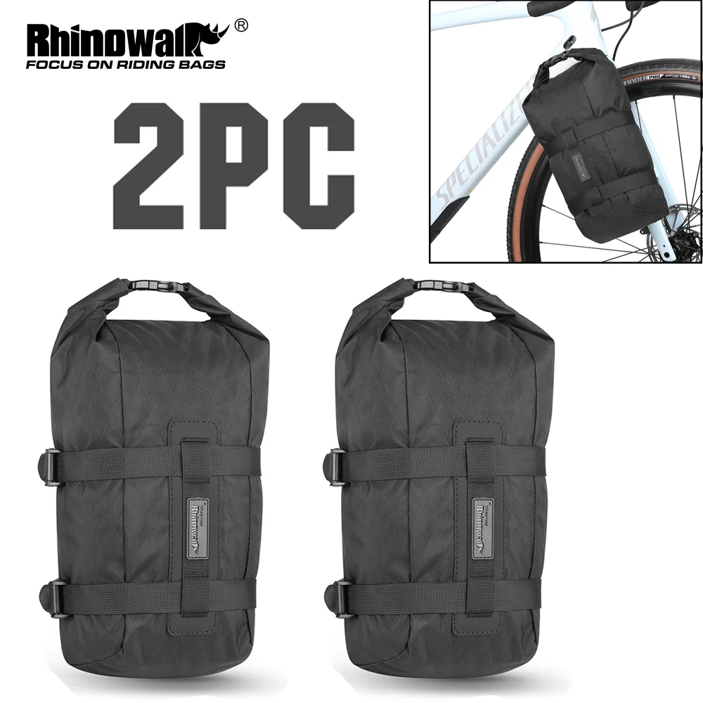 

Rhinowalk Bike Front Fork Bag 2 Piece 6.5L Waterproof Bikepacking MTB Cycling Quick Release Front Pack Bag With Mount Rack