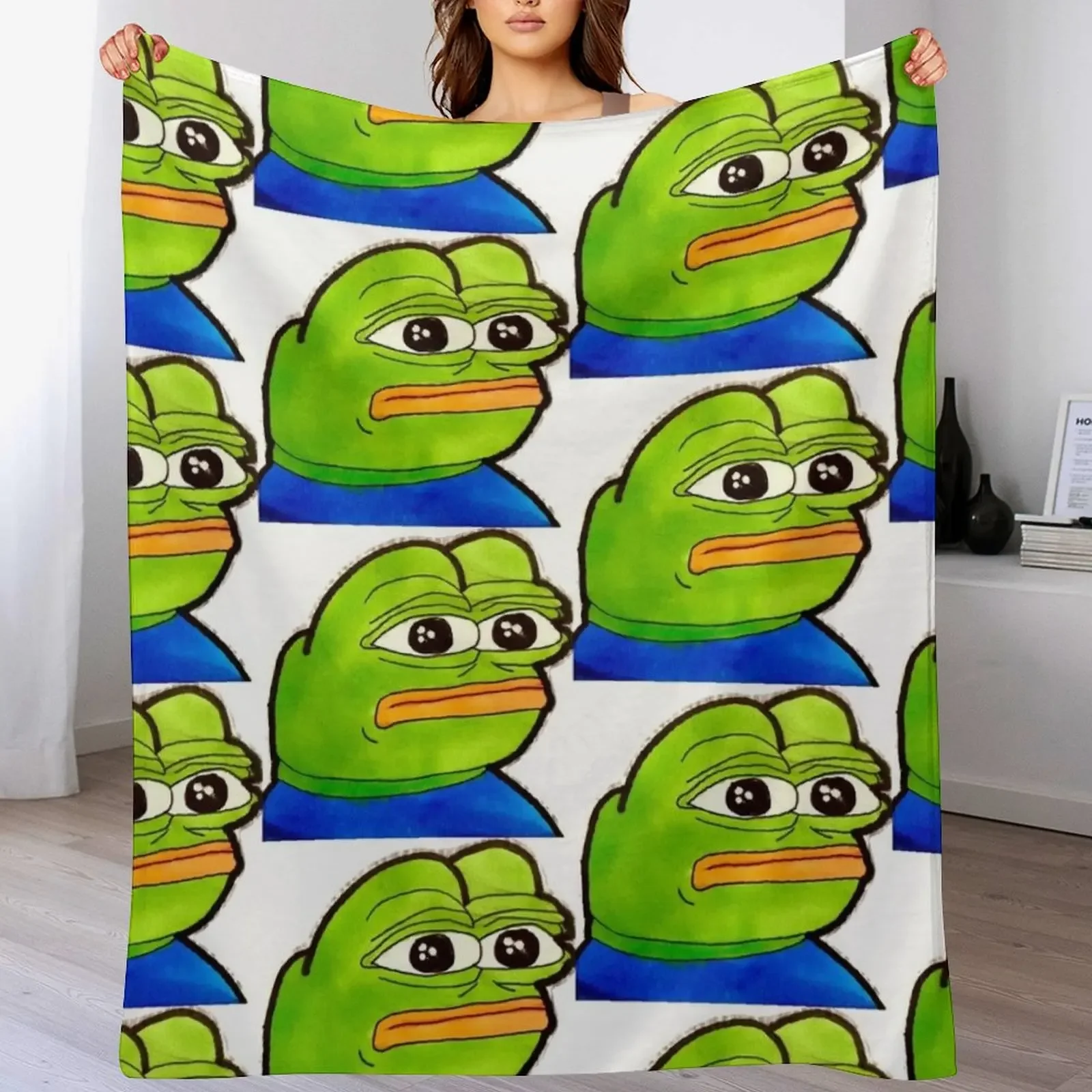 

Pepe the Frog Throw Blanket Luxury Thicken Moving Plaid on the sofa halloween Blankets