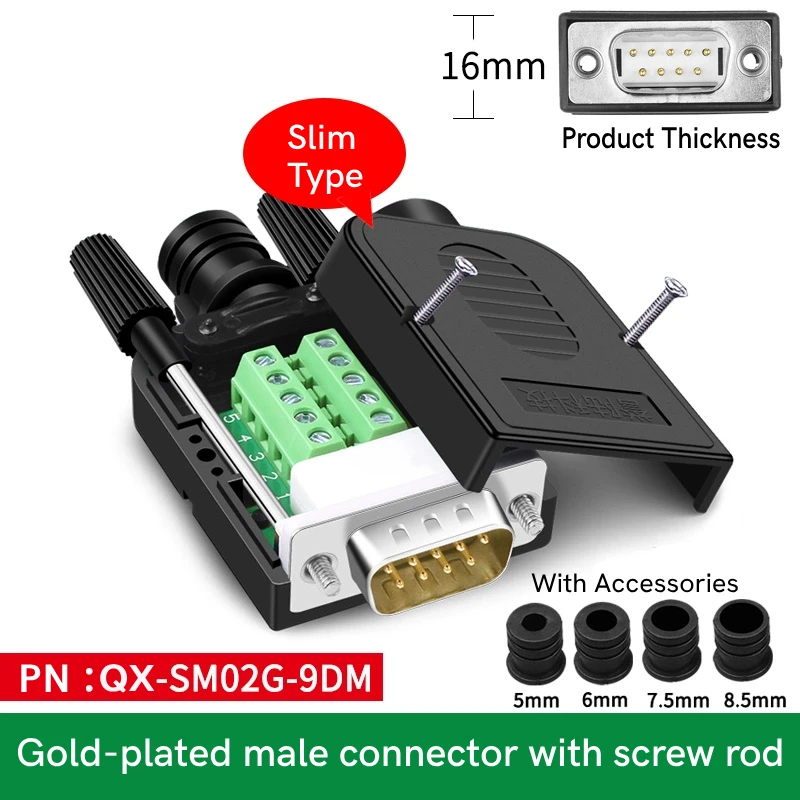 DB9 connectors do not require soldering; you can choose DB male and female plugs for screw assembly.