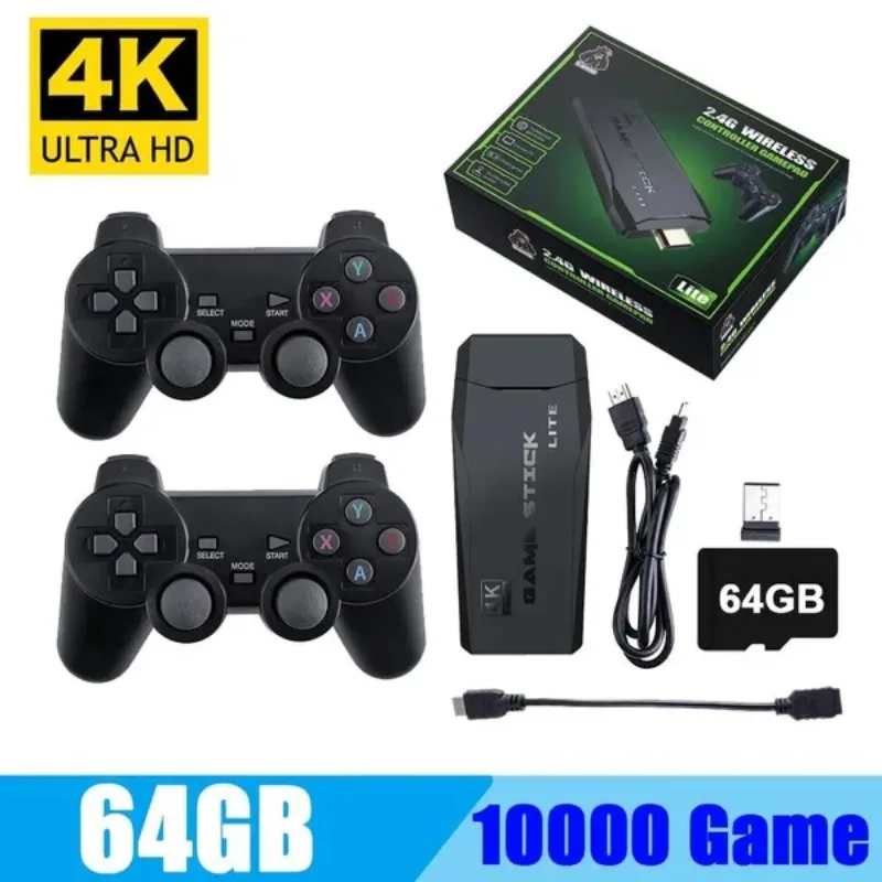 32/64GB 10000 Games Wireless Video Game Console, HD Display on TV Projector Monitor Classic Retro Double Controller