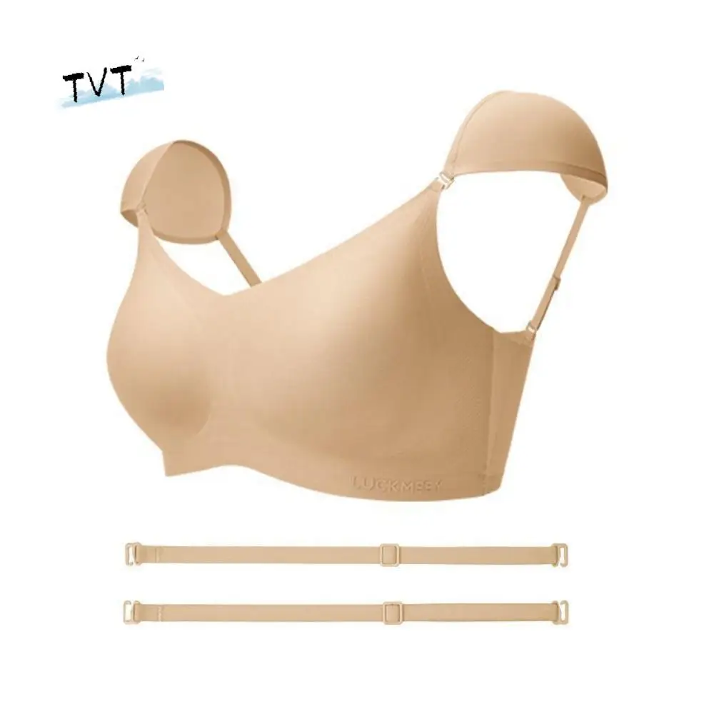 Comodo reggiseno a spalla ad angolo retto a V profondo Reggiseno con spalline senza cuciture anti-cedimento Lingerie Reggiseno sottile senza fili da donna/ragazza