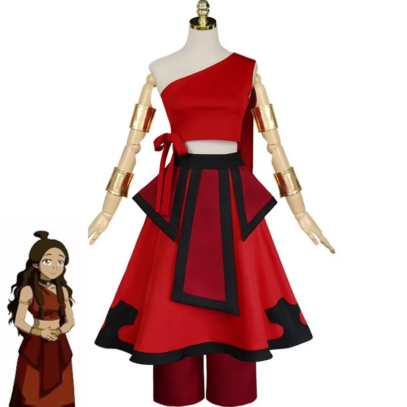 New Anime Avatar the last Airbender Katara Cosplay Costume For Carnival Halloween Party Tops and Skirts Set