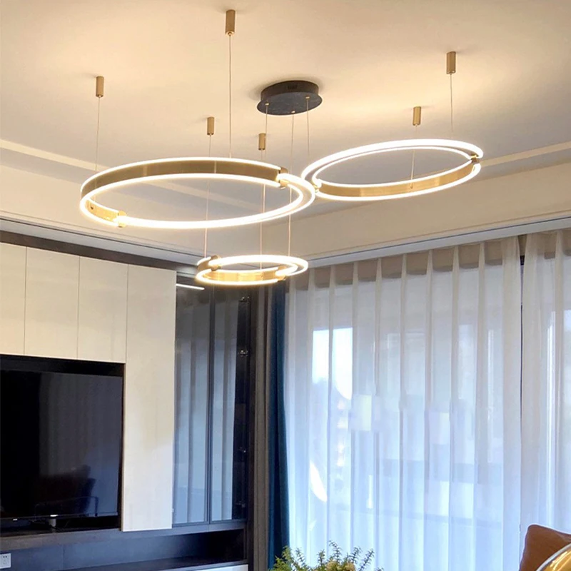 

BOSSEN Golden Circle Pendant, Aluminum Body, LED Eye Protection Light Source, D100CM, Dining Room Ceiling Pendant