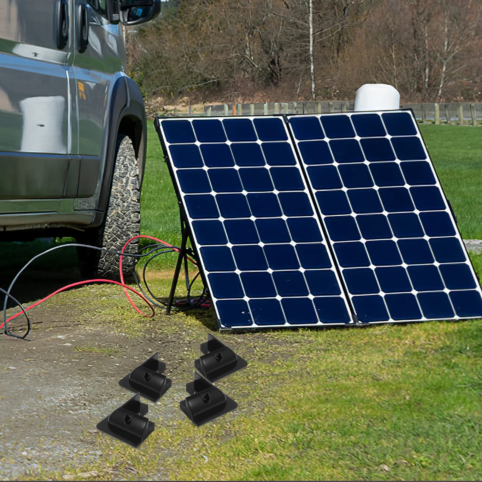 

1Set Solar Panel Bracket Sturdy Support Mounting Kit for Rv Caravan Flat Roof Solar Panel Holder Airflow Design